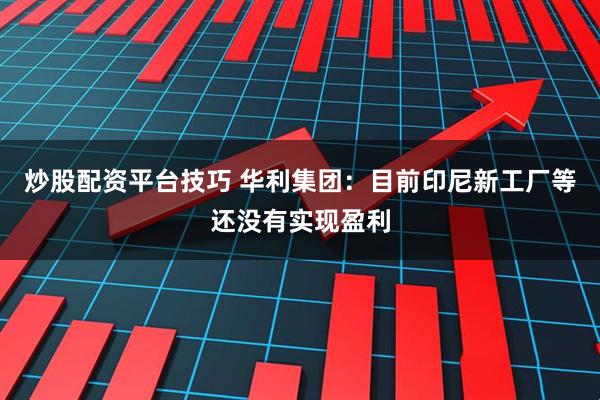 炒股配资平台技巧 华利集团：目前印尼新工厂等还没有实现盈利